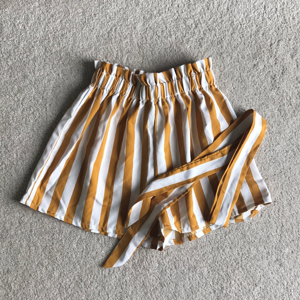 Shein Yellow Striped High-Waisted Shorts
